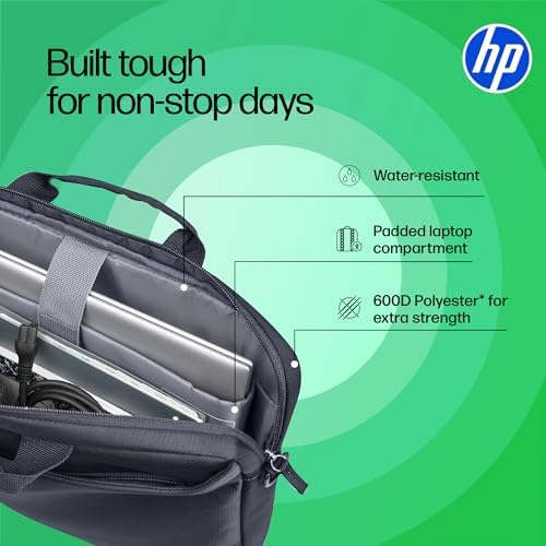 HP 16 inç Laptop Evrak Çantası, 600D Geri Dönüşümlü Polyester, 12 l, Dolgulu Bölme, Su Geçirmez, Çıkarılabilir Omuz Askısı, Gri - Görsel 3