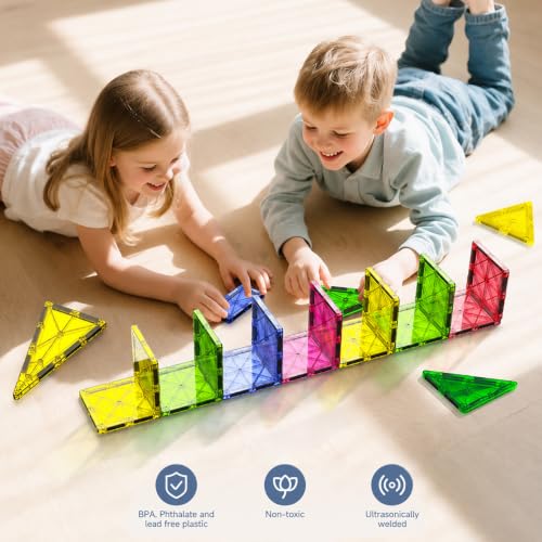 Magnetische Bausteine mit Metallbox: 32-teiliges für Kinder 3-8 Jahren – Ansicht 3