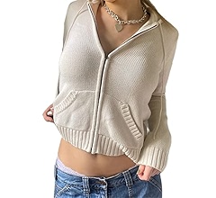 Yuemengxuan Women Zip Up Hoodie Y2k Vintage Long Sleeve
