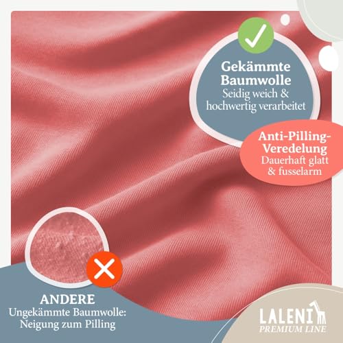 Laleni Premium Spannbettlaken, 70x140x15cm, für Babybett & Kinderbett, 100% Baumwolle, Oeko-TEX Zertifiziert, 3er Set, Koralle – Ansicht 3