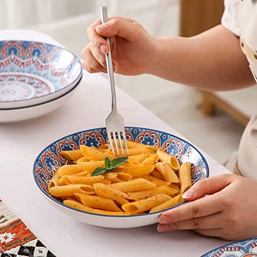 vancasso Mandala 4-Piece Dinner Service Soup Plate Set, Soup Plate Diameter 20.8 cm, Crockery Plate Set, Soup Bowls, Bohemian Style, 700 ml