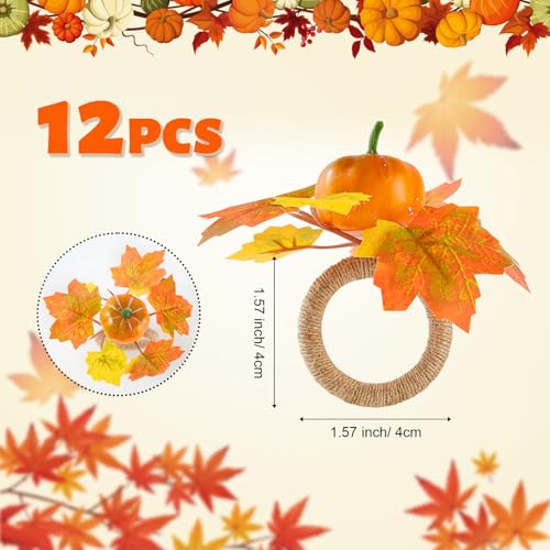 Aptwow PNR Fall Thanksgiving Napkin Rings Set Of 12- Fall Pumpkin Napkin Holder, Fall Thanksgiving Napkin Rings For Table Decor, Wedding, Fall Banquet, Holiday thumb #4