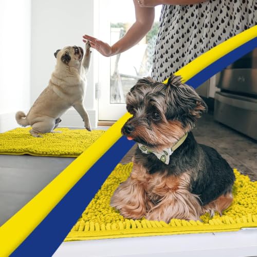 Image of Muddy Mat | Super Water Absorbent Door Mat Indoor, Microfiber Quick Dry Chenille Entryway Rug,Slip Resistant Front Door Mat,Indoor Mats for Entryway,Machine Washable Pet Rug, Lemon Yellow 30 inch x 60 inch