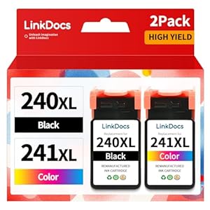 LinkDocs 240XL 241XL – Cartuchos de tinta remanufacturados de repuesto para Canon PG-240XL CL-241XL 240 XXL 241 XL, funciona para impresora MG3620 MG3600 MG3220 MG3222 MG2120 TS5120 MX472 (paquete de 2, negro y tricolor)