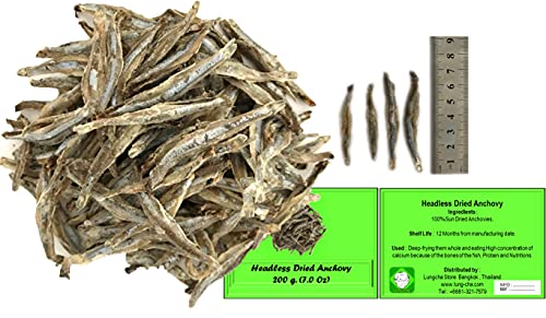 Dried Anchovy Headless Deep-frying as Snack or add flavor to soups, side dish Product of Thailand (200)