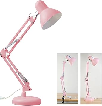 Reading Light LED Desk Lamp DIMMABLE Home Office Lamp Plug-In Long Dimmable and Color Mode, Long Arm Table Lamp with Base/Clamp Mode Desk Light Color White