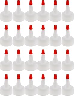 E-outstanding Red-Tip Cap 24PCS Red Plastic Pointed Mouth Bottle Cap Replacement Tips for Glue Bottles