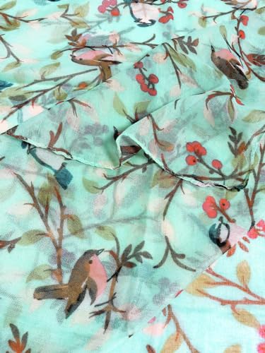 Image of GERINLY Scarfs for Women Lightweight Cotton Feel Scarves Floral Birds Print