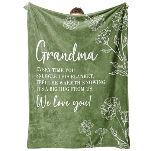 Grandma Gifts, Birthday Gifts for Grandma from Grandkids, to My Grandmother Soft Throw Blanket 50" x 60", Grass Green