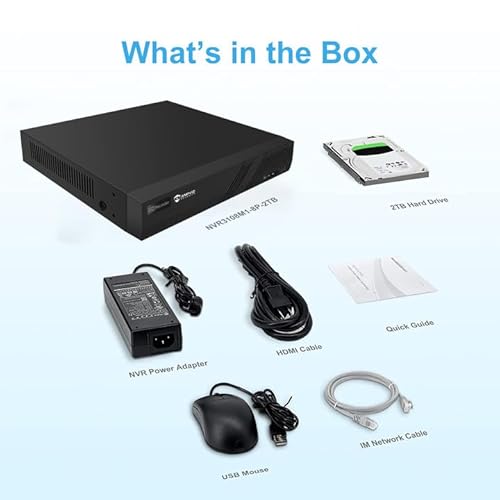 Anpviz 8CH 4K PoE NVR, [Nur Anpviz U Serie Kamera Plug & Play] H.265 Videorekorder NVR Überwachungssystem Rekorder 24/7 Videoüberwachung mit 2TB HDD, Guard Station Guard Viewer(U Series)