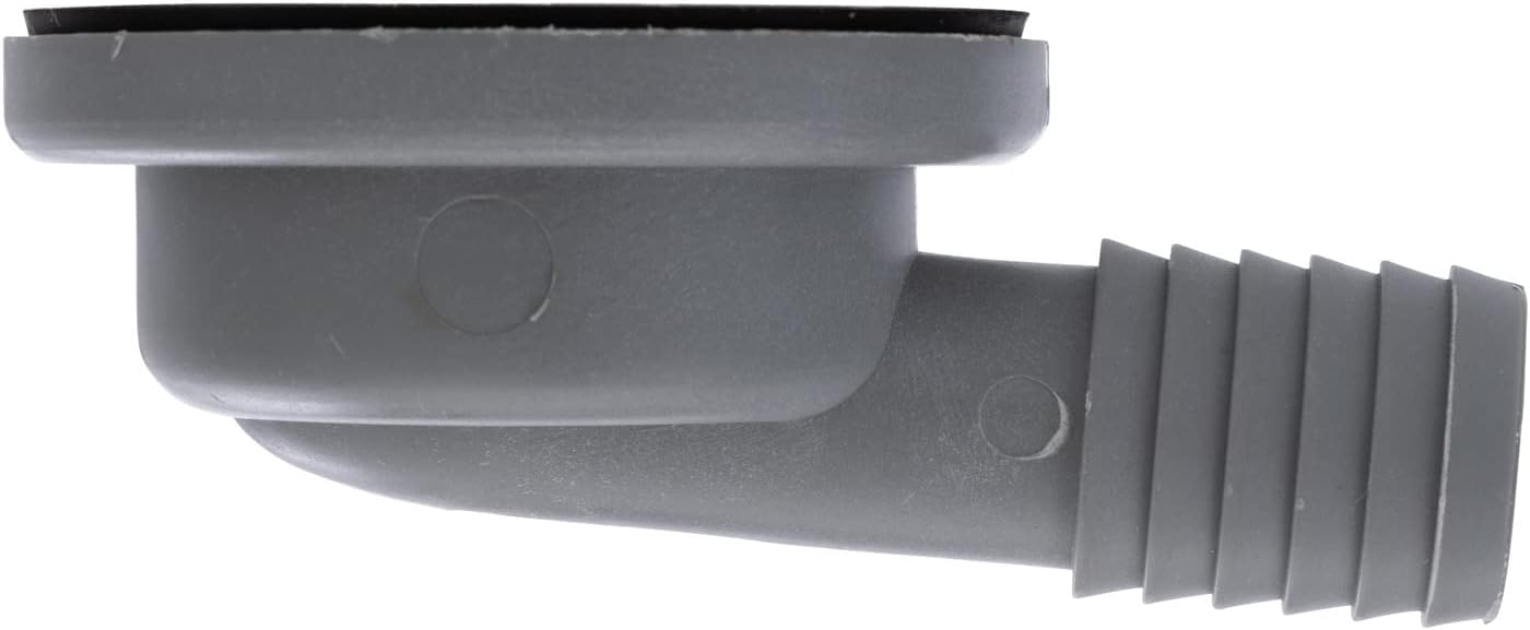 Ambassador Marine - 2 inch Drain, 95 Degree Drain, Low Profile, 1 inch Hose Barb, w/Chain Stopper - Brushed Finish - S00-0101-BP-W