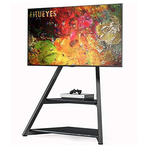 FITUEYES Eiffelserien konst golv TV-stativ för 45-75 tum TV-apparater LCD / LED-skärmar justerbar universell TV-montering stativ med trådhantering, Max VESA 400 x 600 mm