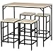 HOMCOM Ensemble Table de Bar Design Industriel + 4 tabourets Repose-Pieds Panneaux Particules Imitation chêne Clair métal Noir
