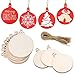 Produktbild 30 Stück DIY Runde Holzscheiben mit Löchern, natürlich unlackiert vorgebohrt Weihnachten Kreise Scheiben Basteln Weihnachten Ornamente für Weihnachten Dekoration mit 30 Zwirn