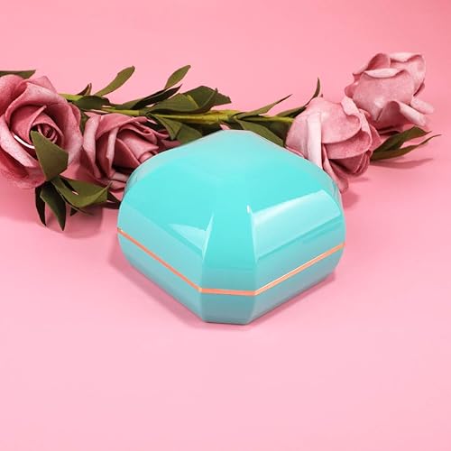 Miniatura 5 de iSuperb Caja para anillos con luz LED, cajas para anillos de compromiso, caja de regalo para joyas, estuche organizador para propuestas, boda, día