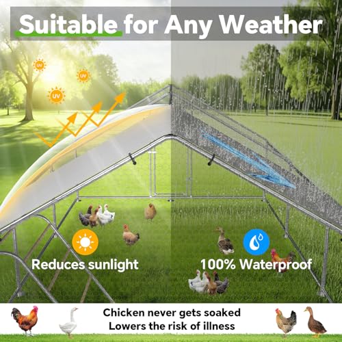 Image of 19.8x9.7 FT Extra Large Metal Chicken Coop, Walk-in Poultry Run