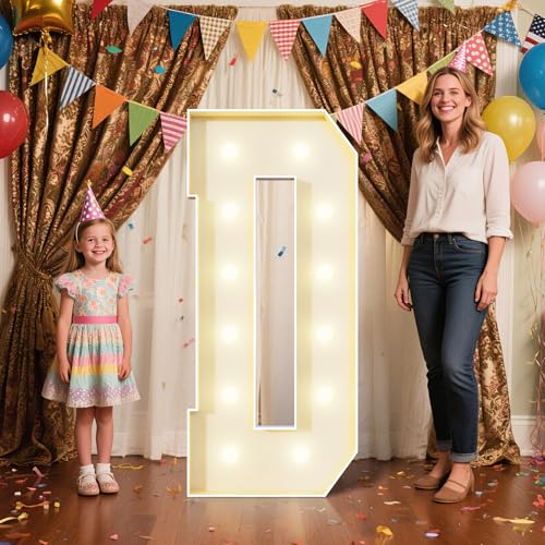 4FT Marquee Letters D Sign,Large Light Up Numbers Party Decoration - Hook and Loop Fastener,No Tools Easy Setup, Corrugated Plastic for Birthdays Weddings Baby Anniversaries(Letters D)