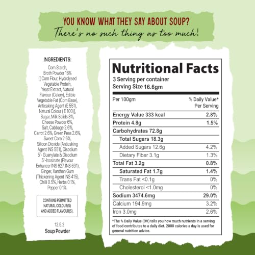 Image of Tit-Bit Vegetable Soup | No Onion No Garlic | Ready-to-Cook Soup Mix with Veggie Bites | Source of Calcium | Pack of 5 (50g Each)