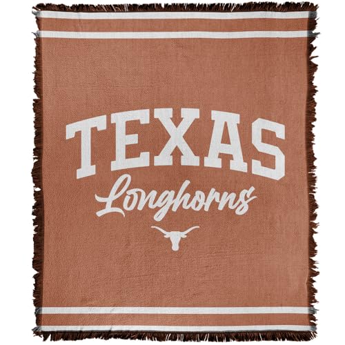 LOGOVISION University of Texas Blanket, 50"x60" Longhorn Stripes Woven Tapestry Cotton Blend Fringed Throw Blanket