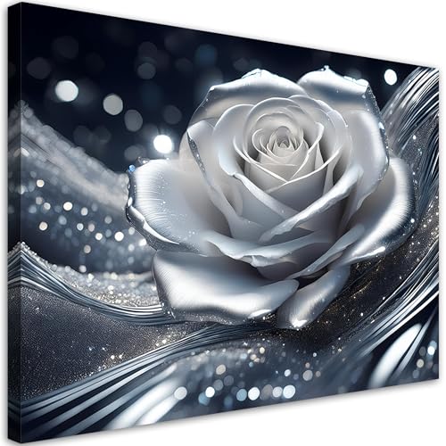 Tableau decoration murale rose argent 45x30 cm Feeby