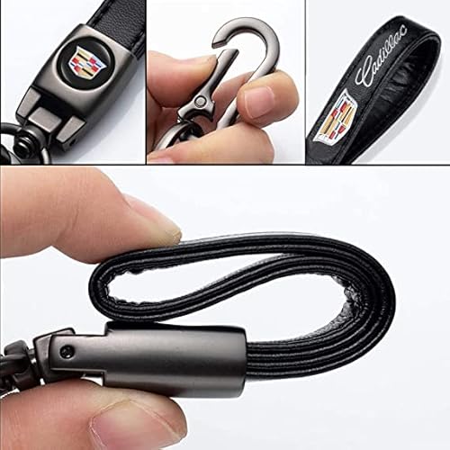 Miguoer Genuine Leather Car Keychain Fit For Cadillac Escalade Ct4 Ct5 Ct6 Ats Cts Srx Xt5,Car Key Chain For Men And Woean Family Present Key Ring #TOP2