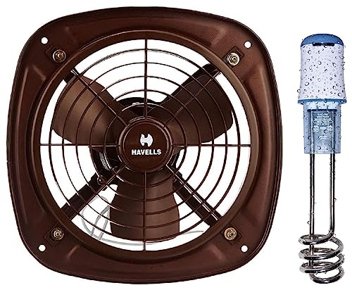 Image of Havells Ventil Air DSP 230mm Exhaust Fan (Choco Brown) (FHVVEMTBRN09) Water Proof Immersion Water Heater HB 15 1500 Watt (White Blue)