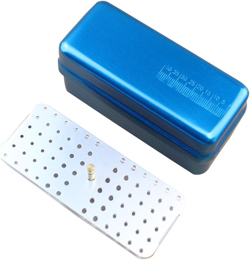 Artibetter72 Hole Dental Disinfection Bur Holder Sterilizer Case Oral Care(Blue)