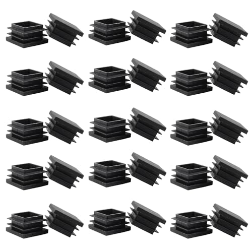 Image of Zorfeter 30 Pcs 1-1 /4 Inch Square Black Plastic Plugs, Fit for 1-1 /4 Inch Square Metal Tube, Tubing End Caps for Fence and Chair Legs