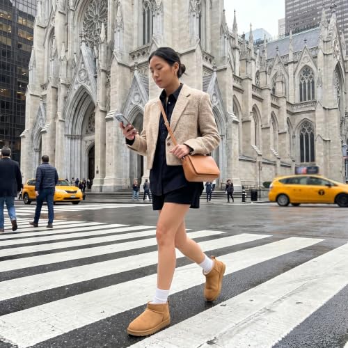 Image of CUSHIONAIRE Hip-3 Genuine Suede Leather Ankle Boots for Women - Pull On Cozy Faux Fur Boots Womens Shoes with Comfortable Memory Foam