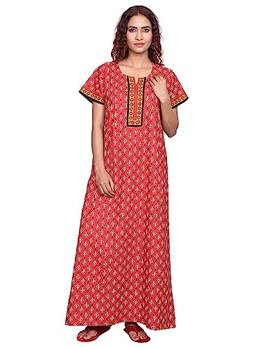 Image of Evolove Women's Cotton Long Maxi Night Gown Nighty Dress with Pocket, Super Soft Comfortable (LNG-Cotton-2)
