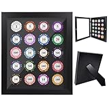 LIUXINYJEE Poker Chip Display Case Frame for 20 Chips, Magnetic Front-Opening Display Case,Wall-Mount Or Tabletop Display with Hinged,Poker Chip Holder for Casino Collector 11.8