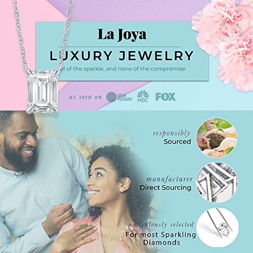 La Joya 1/2 Carat Diamond Necklaces For Women |14Kt White Gold Lab Grown Emerald Cut Solitaire Diamond Necklaces For Women | Solid Gold Chain And Gift Packaging Included #TOP2