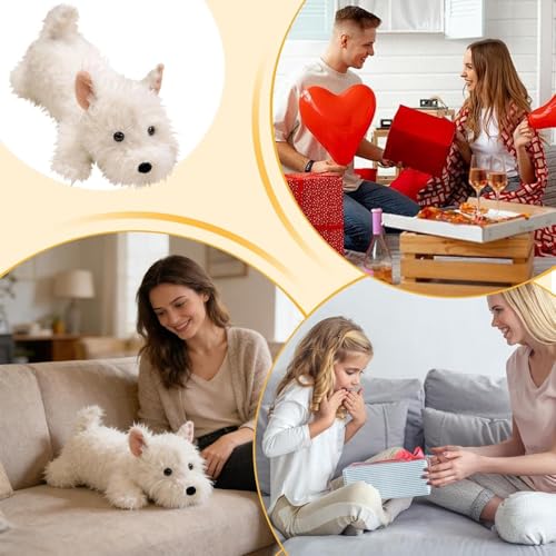 Perro de peluche blanco tumbado de pelo suave para niños 4