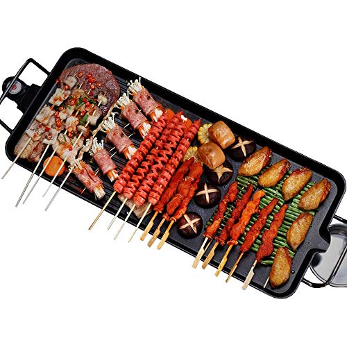 Elektrischer Grill Teppanyaki Tischgrill, Antihaft-Grillrost Grill mit Einstellbarer Temperatur, rauchfreier Grill-Kochplattengrill, XXL