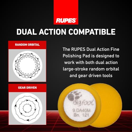 Image of RUPES 40mm Pack of 6 Yellow D-A Fine Wool Polishing Pads | Ideal for Paint Correction & Gloss Enhancement | Improves Finishing Performance | Compatible with 1.5 inch Backing Plate