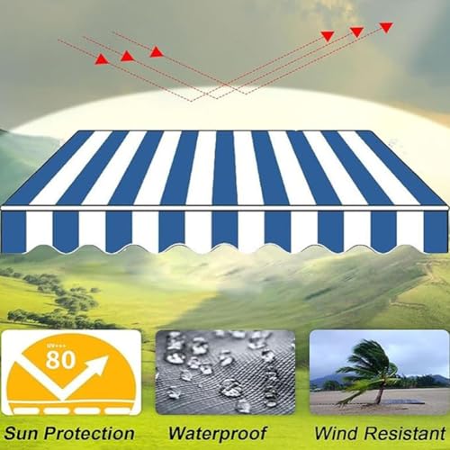Toldo retráctil impermeable y resistente UV verde a rayas 400x300 cm 5