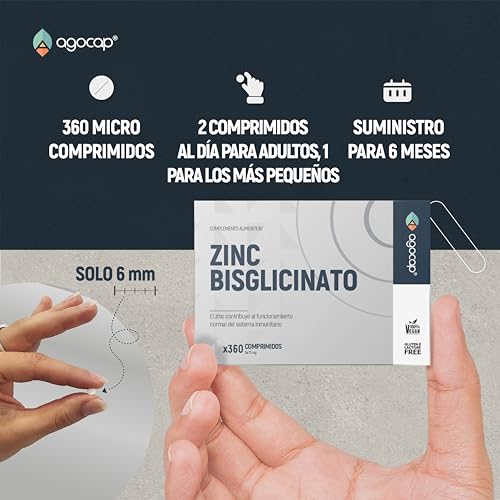 Miniatura 3 de Bisglicinato De Zinc, 360 Comprimidos 1 Año Alta Biodisponibilidad. Contribuye Al Funcionamiento Normal Del Sistema Inmunitario, Piel, Cabello Y Uñas. Apto Para Veganos, Zinc