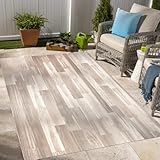 Rustic Wood Grain Farmhouse Outdoor Rugs Grey Waterproof Old Wooden Printed Area Rug for Balcony Deck Porch Patio Washable Soft Wool Carpet Reversible Camping Rv Rugs 2x3