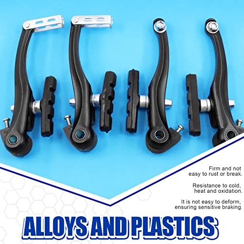 Glarks 6Pcs Bike Brake Set Includes 2 Pairs 4Pcs V-Bike Brakes, 2Pcs Black Front and Rear Brake Cables Professional Bicycle Brake Lines for Mountain Road Bikes - Thumbnail 5