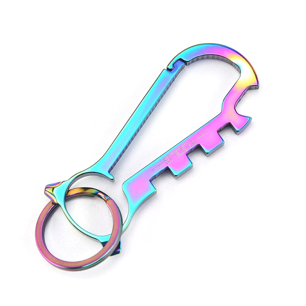 7 in 1 Portable Keychain Multitool with Spoke Keys, Phillips Screwdriver, CNC Keychain Tool Bottle Opener Suitable for Outdoor/Cycling/Home, multicoloured, 5.4*2.3*0.37CM