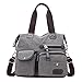 Produktbild Gindoly Damen Canvas Handtasche Groß Modisch Umhängetasche Multi Tasche Schultertasche Hobo für Reisen Schule Shopping und Arbeit (Grau)