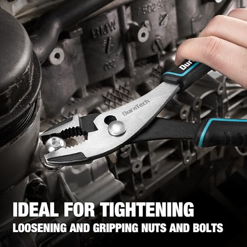 Image of DURATECH 8 Inch Slip Joint Pliers, Pliers Tool with Comfortable TPR Handle, High Carbon Steel, Strong Sharp Teeth, Pliers for Tightening, Loosening and Gripping Nuts and Bolts (Pack of 2)