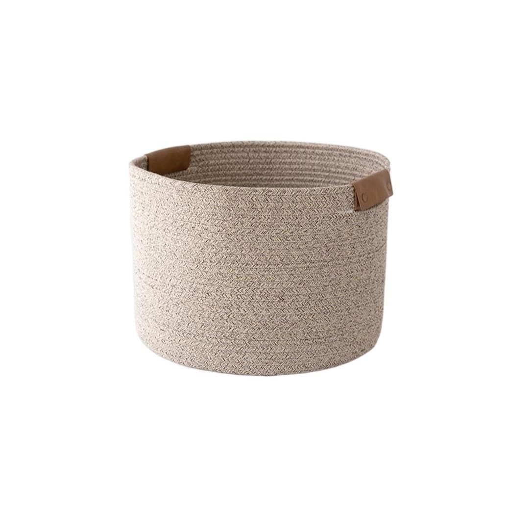 Laundry Basket Hamper Woven Cotton Rope Laundry Basket Household Bucket Organizer Desktop For Spaces(A)