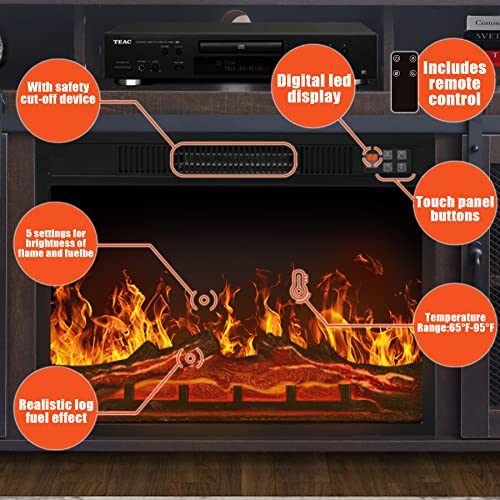 ENSTVER 20 Inch Electric Fireplaces Insert,Wall Recessed/Mounted, Freestanding Fireplace with Remote Control, for Indoor Use