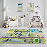 Feeti Floor moderner Spielteppich Straße 1,0 x 1,5 m | Ökotex 100, geruchsneutral, Antirutsch | hochwertiger Teppich Kinderzimmer/Kinderteppich/Autoteppich