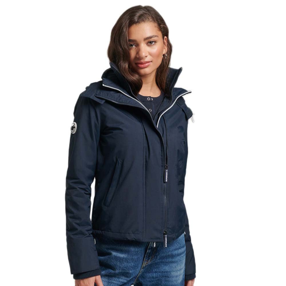 Superdry Women's Blue Pop Zip Hood Arctic Windcheater Jacket Xs
