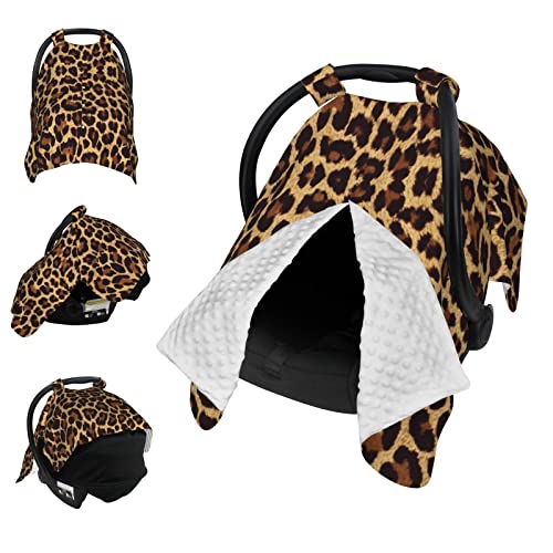 Image of Baby Car Seat Covers for Babies–Carseat Cover Girls,Multiuse Nursing Covers for Breastfeeding,Car Seat Canopy for Boys,Infant Car Seat Cover Winter Blanket.(Cheetah Leopard Print)