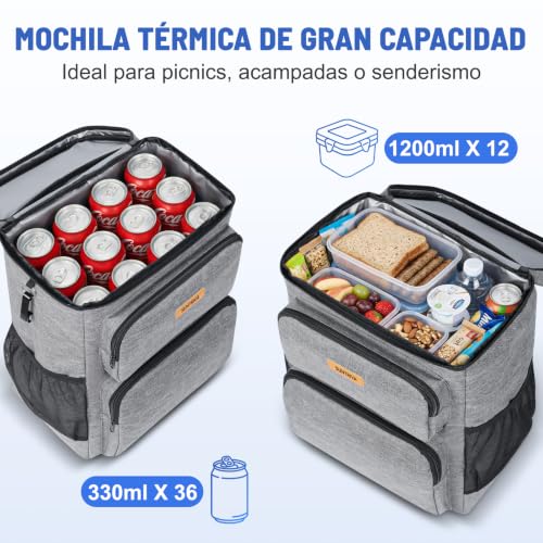 Miniatura 3 de Suntriva Mochila Nevera Isotermica Neveras Portatil 33l Gran Capacidad Bolsa Térmica, Mochilas Termica Porta Alimentos Cestas Impermeable Portatil Para Playa, Picnic, Viaje, Camping, Barbacoa