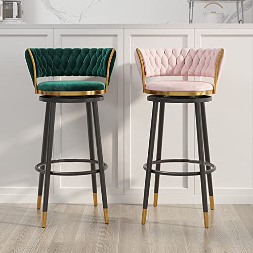 Tabourets de bar velours vert pivotants 360 degrés avec dossier haut - 3