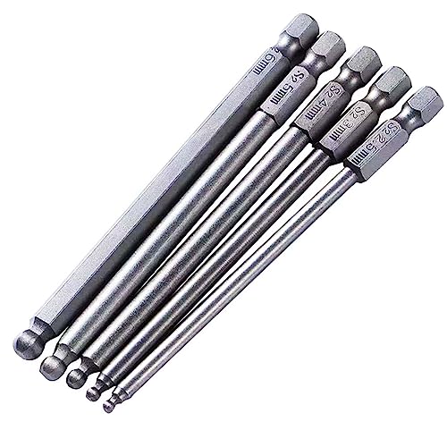Tomato Palace Magnetic Ball Head 2.5Mm 3Mm 4Mm 5Mm 6Mm S2 Metric Ball End Hex Screwdriver Bit Set Allen Bits -5 Pcs 100Mm Long #TOP28